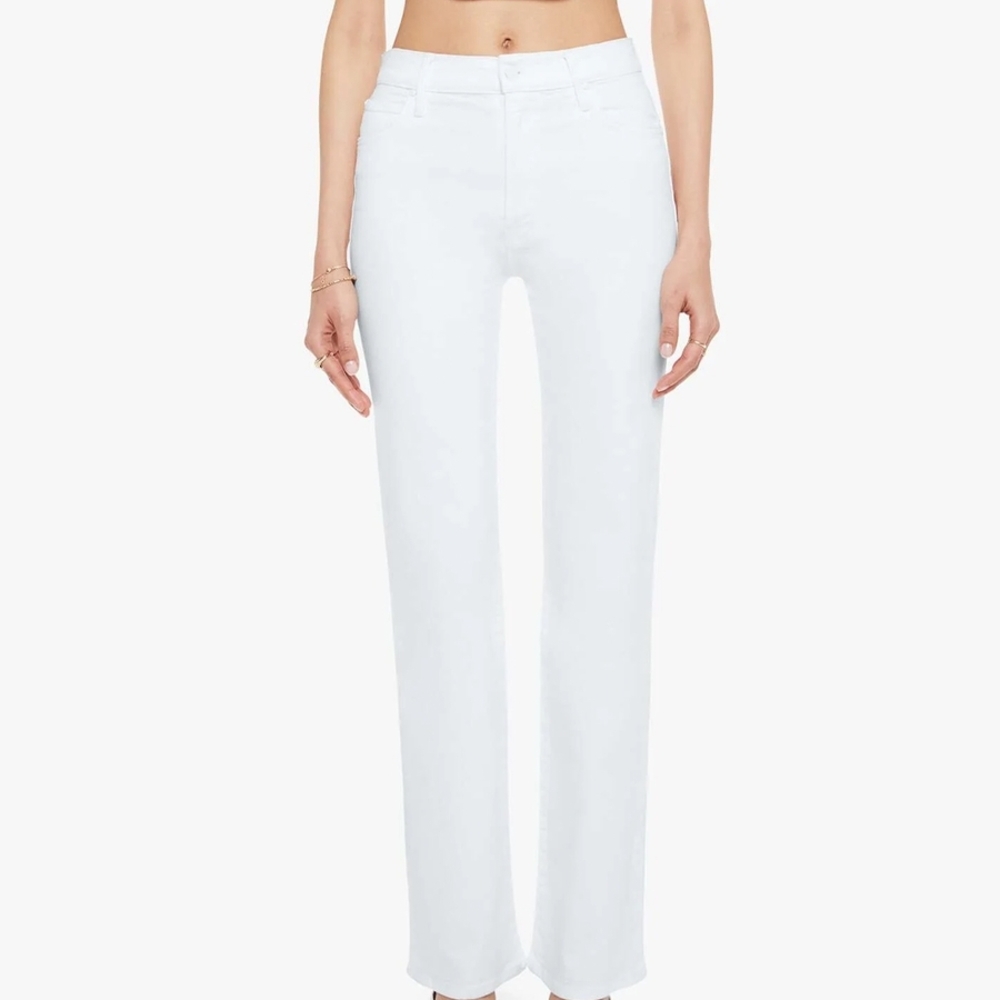 MOTHER Women's Crisp White Straight Leg Jeans